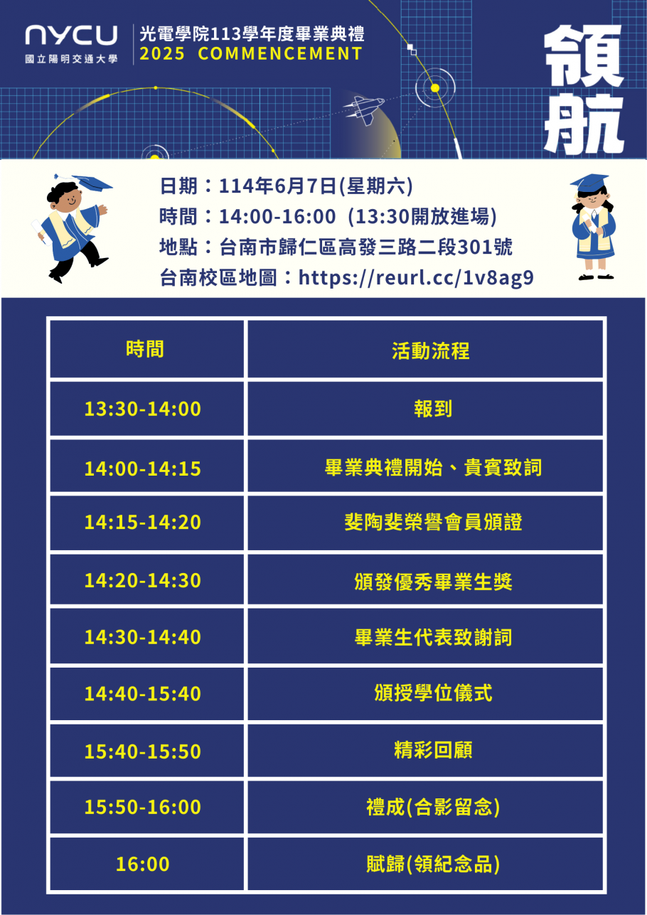 113學年度光電學院畢業典禮流程表